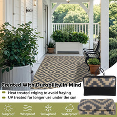 SAND MINE outdoor rug on patio with furniture