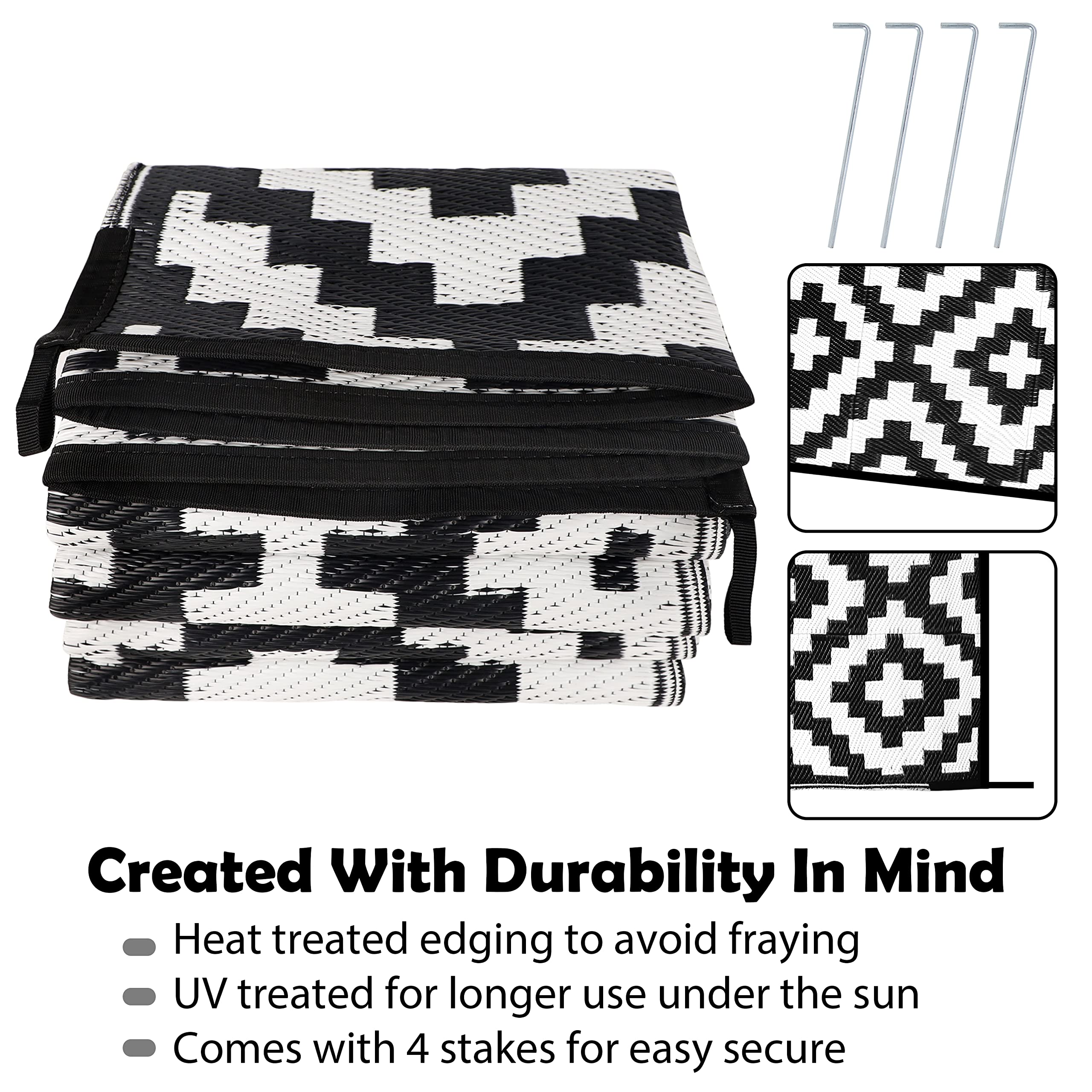 SAND MINE outdoor rug set up on a patio with furniture