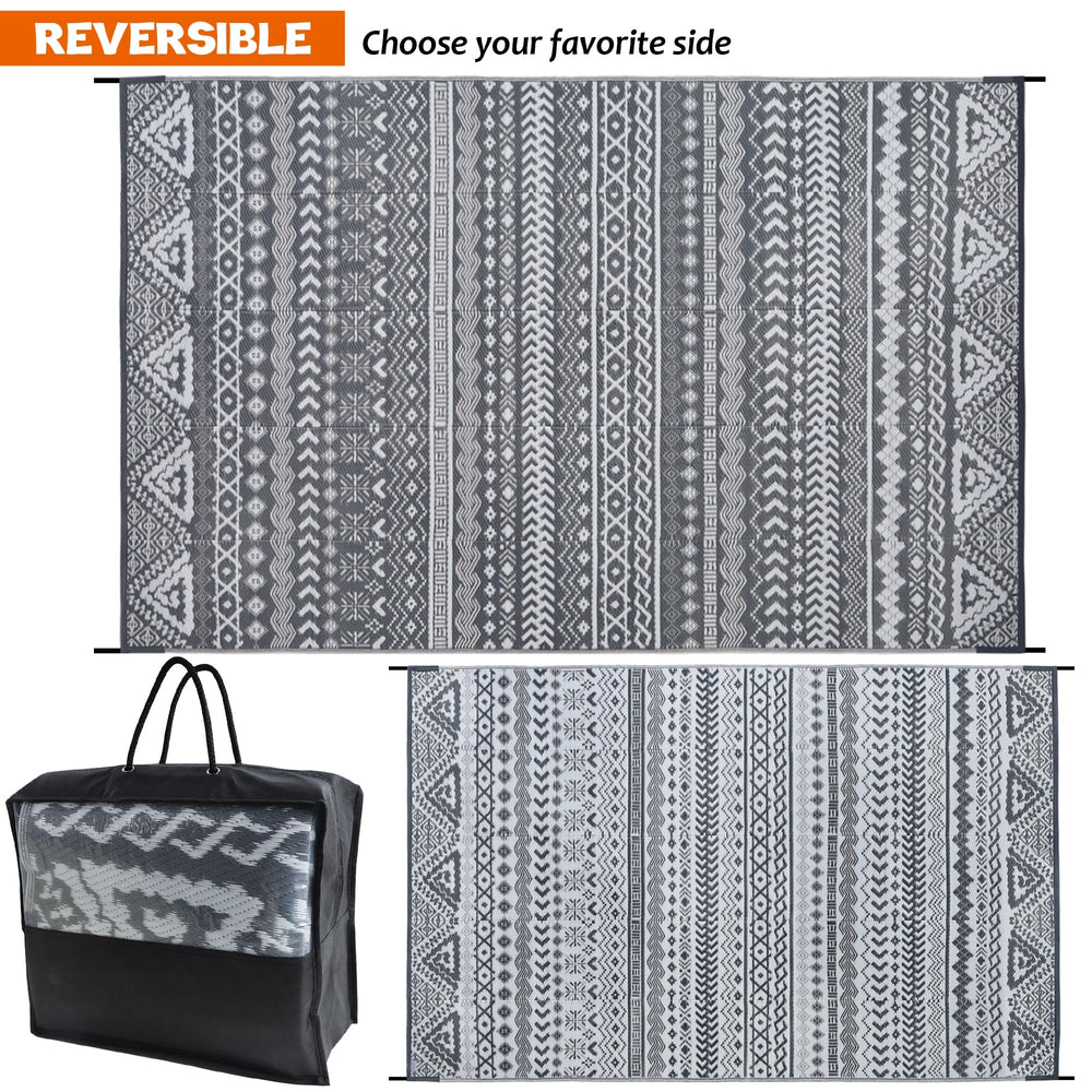 SAND MINE Reversible Mat 6' x 9' grey and white on grass