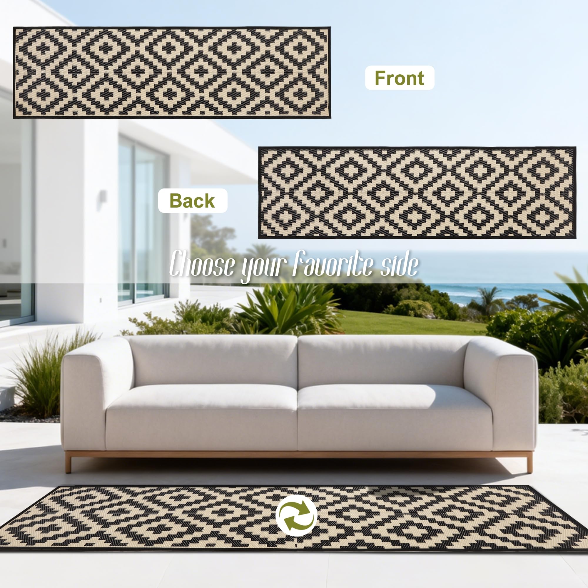 SAND MINE Reversible Outdoor Rug in use at a picnic setting