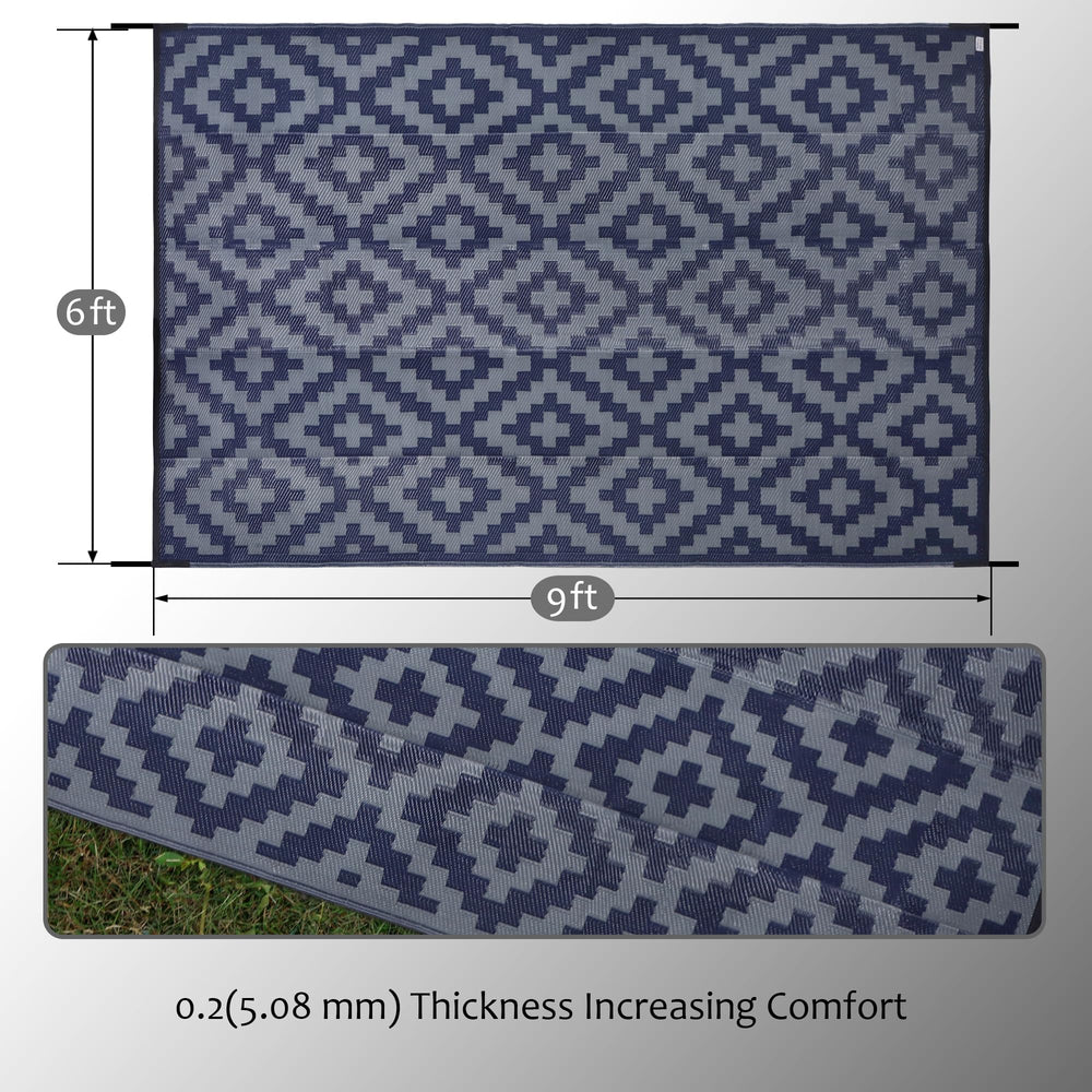 SAND MINE reversible rug on patio furniture setup