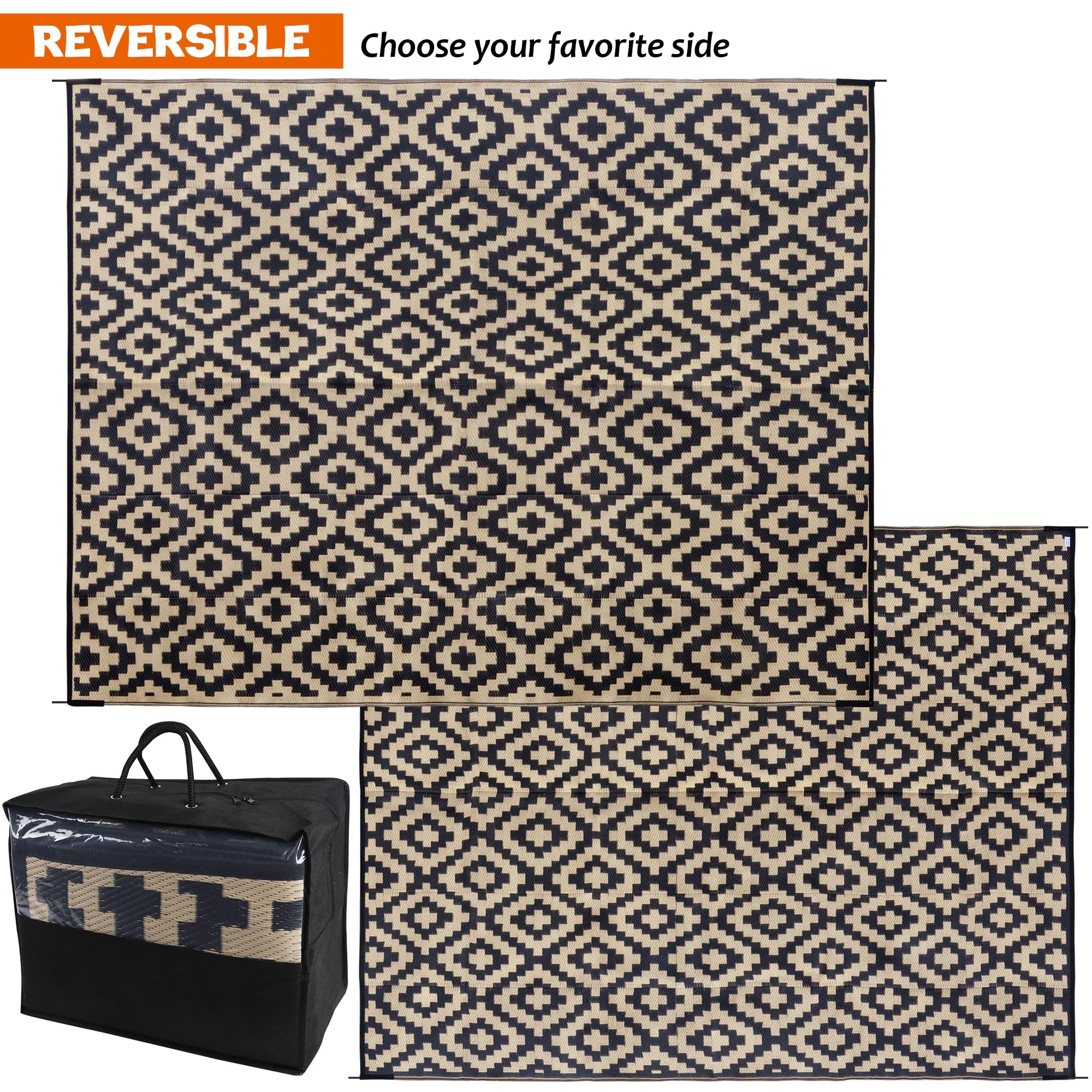 SAND MINE rug 8x10 ft on patio with outdoor furniture