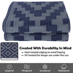 SAND MINE rug set up on a patio with furniture