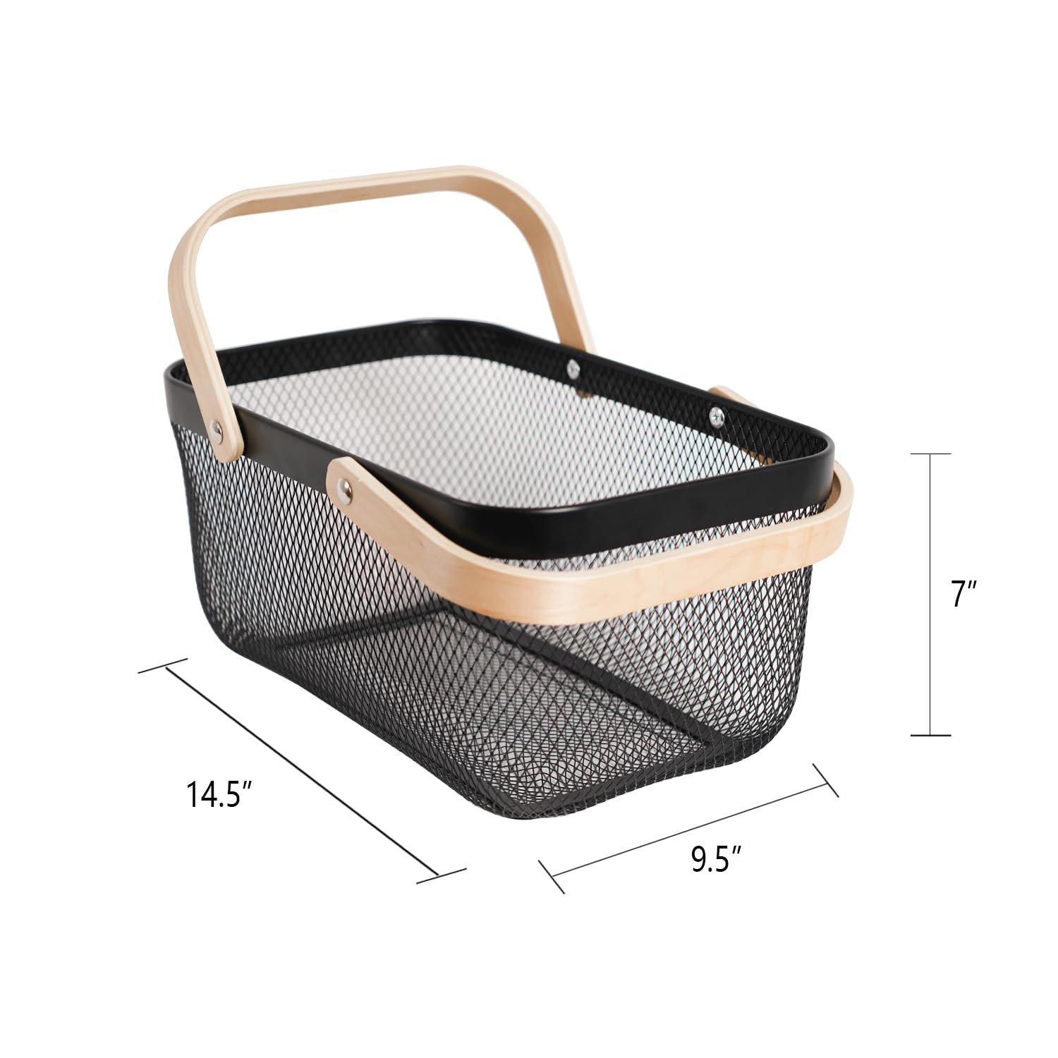 SANHSEHOME Metal Mesh Steel Harvest Basket being carried outdoors