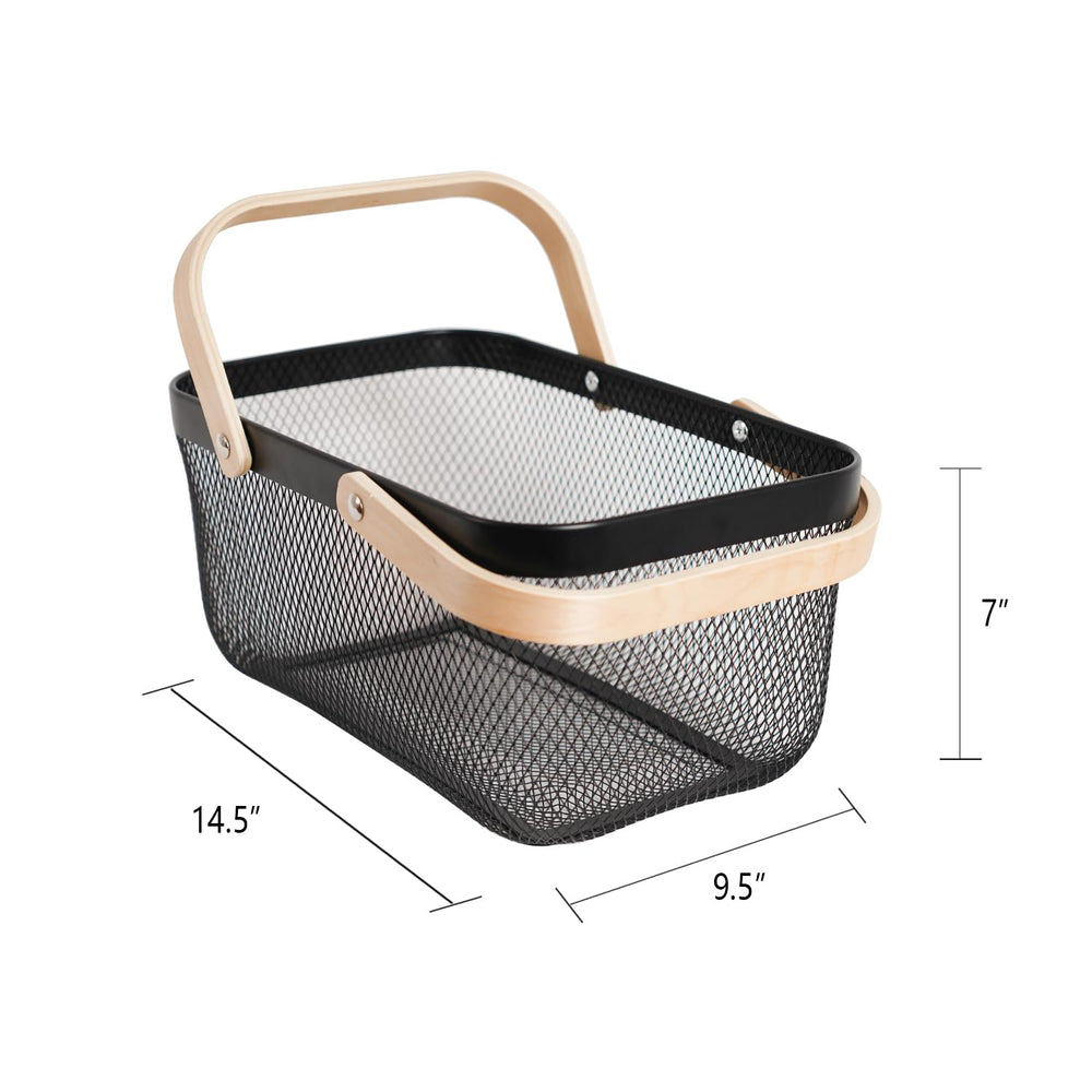 SANHSEHOME Metal Mesh Steel Harvest Basket being carried outdoors
