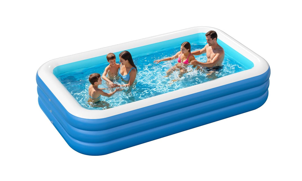 Sannwsg Inflatable Pool for Adults, Blue & White front view
