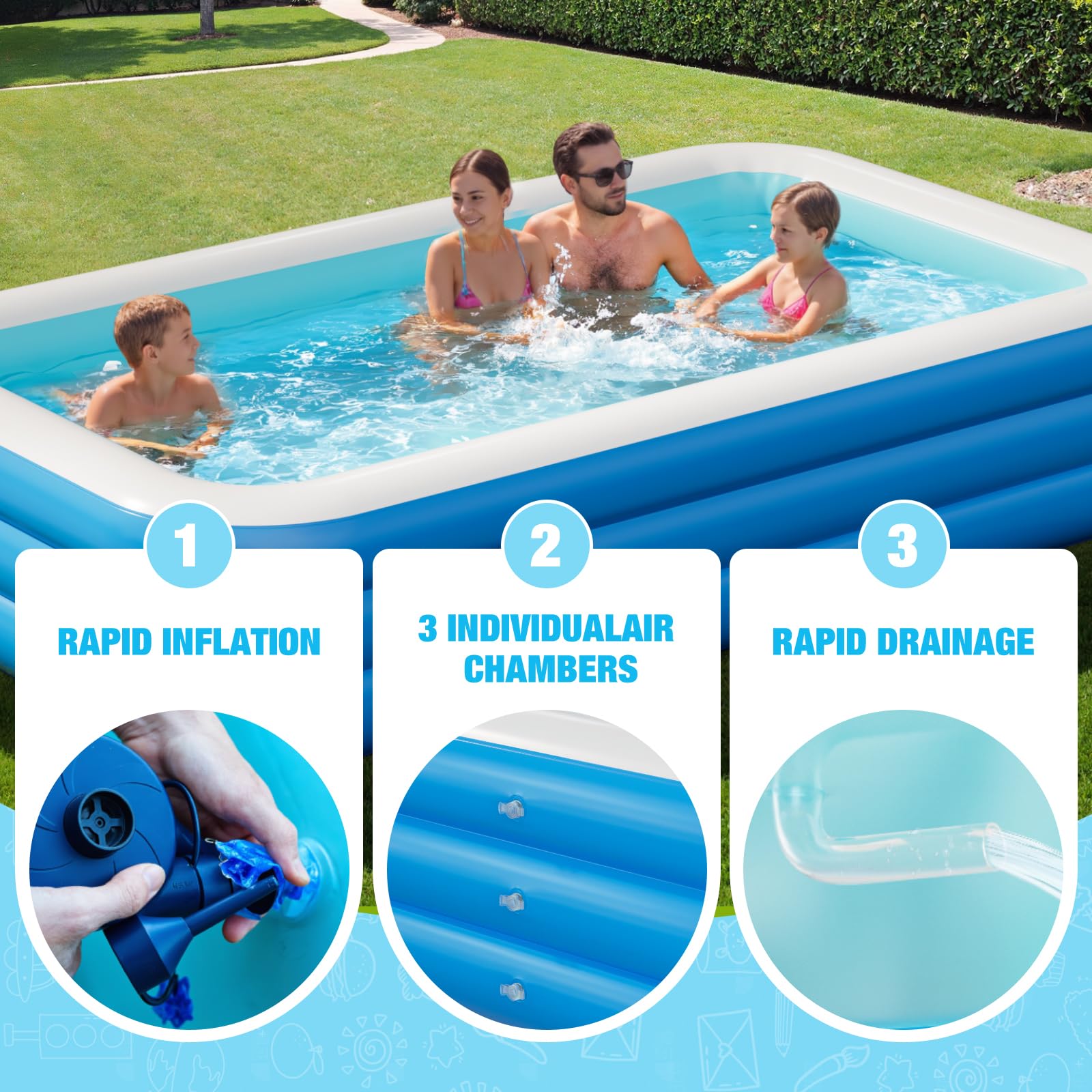 Sannwsg Inflatable Pool in a backyard setting