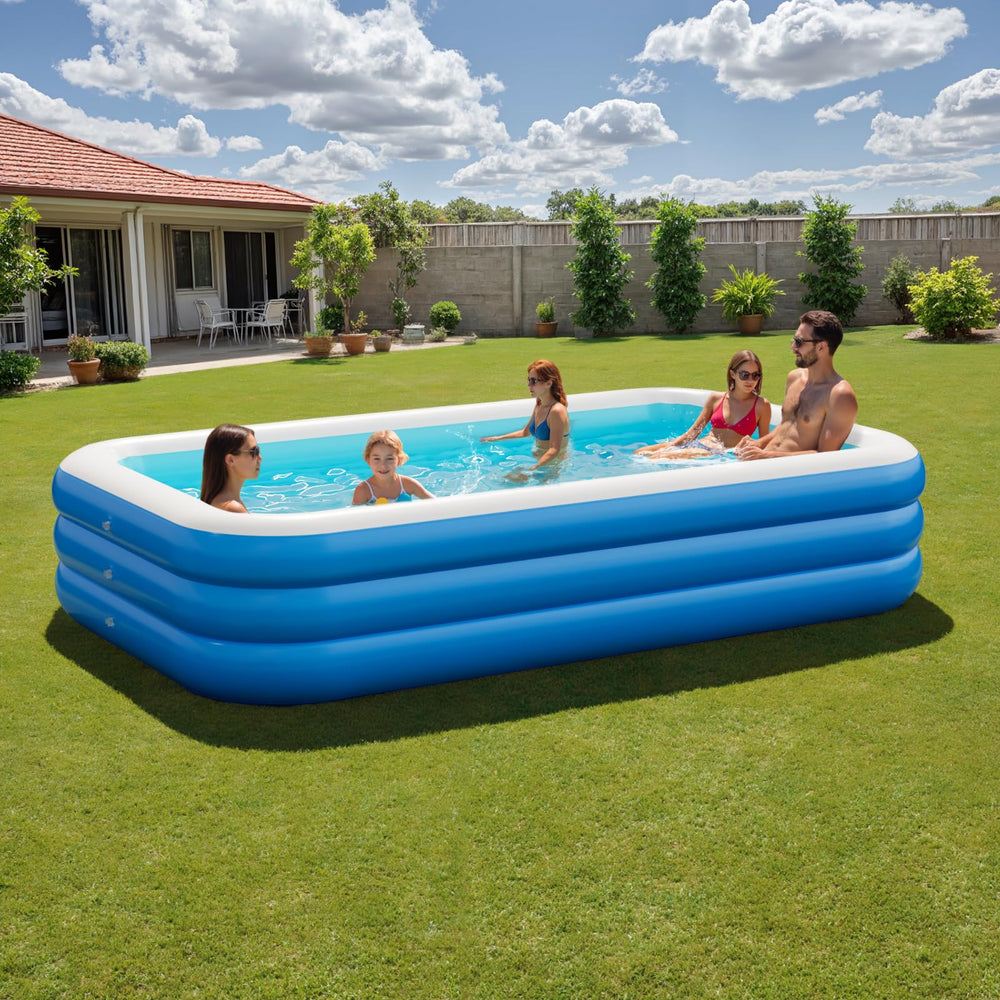 Sannwsg Inflatable Pool with L-shaped drainage outlet