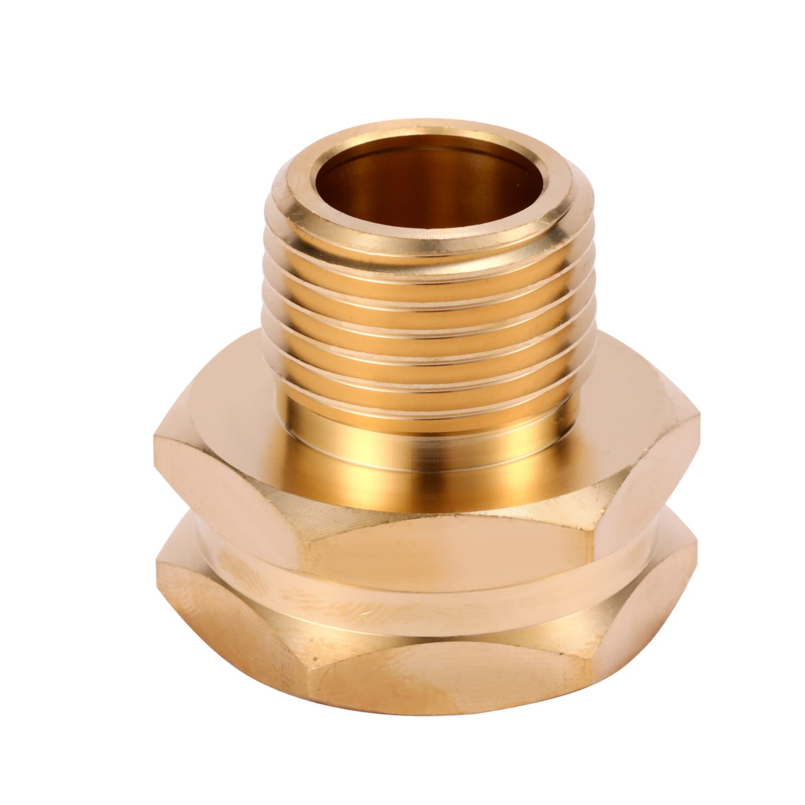 Sanpaint 3/4" GHT Male x 1/2" NPT Male Connector on a garden hose