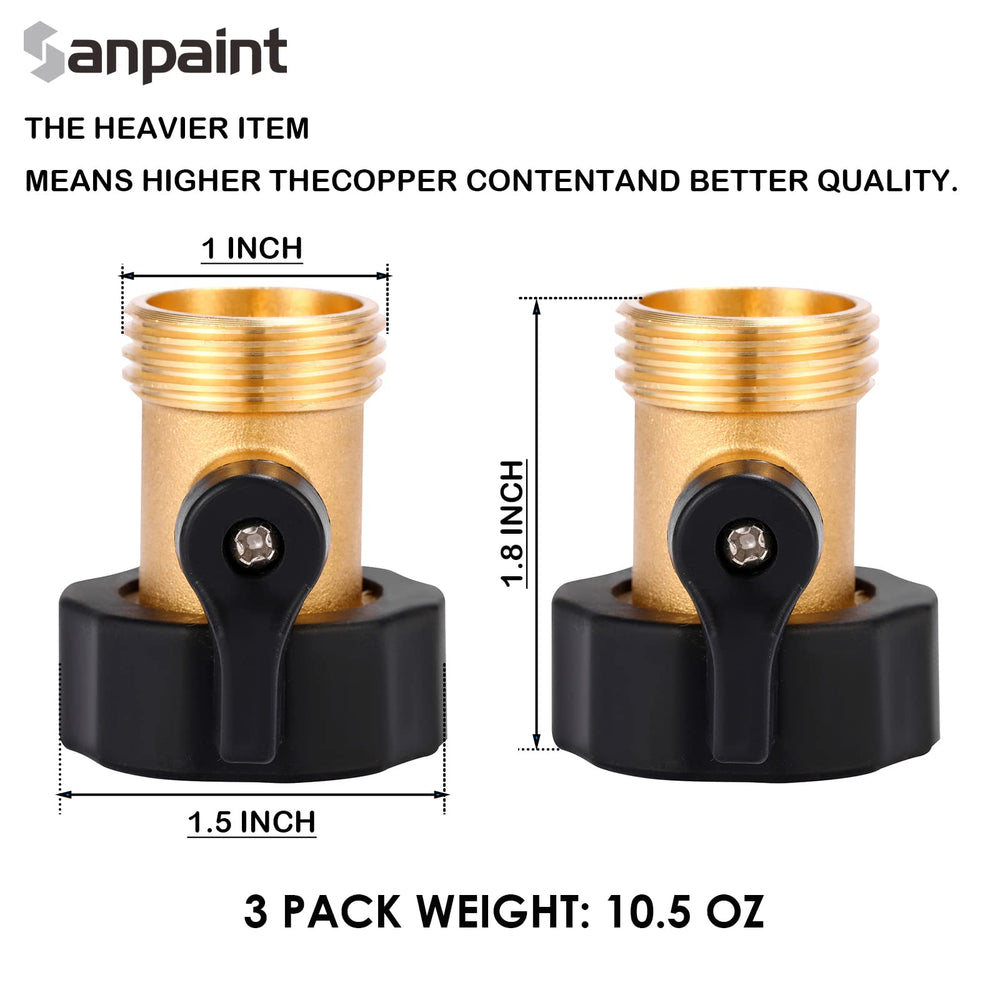 Sanpaint Brass Garden Hose Shut Off Valve in use with hose