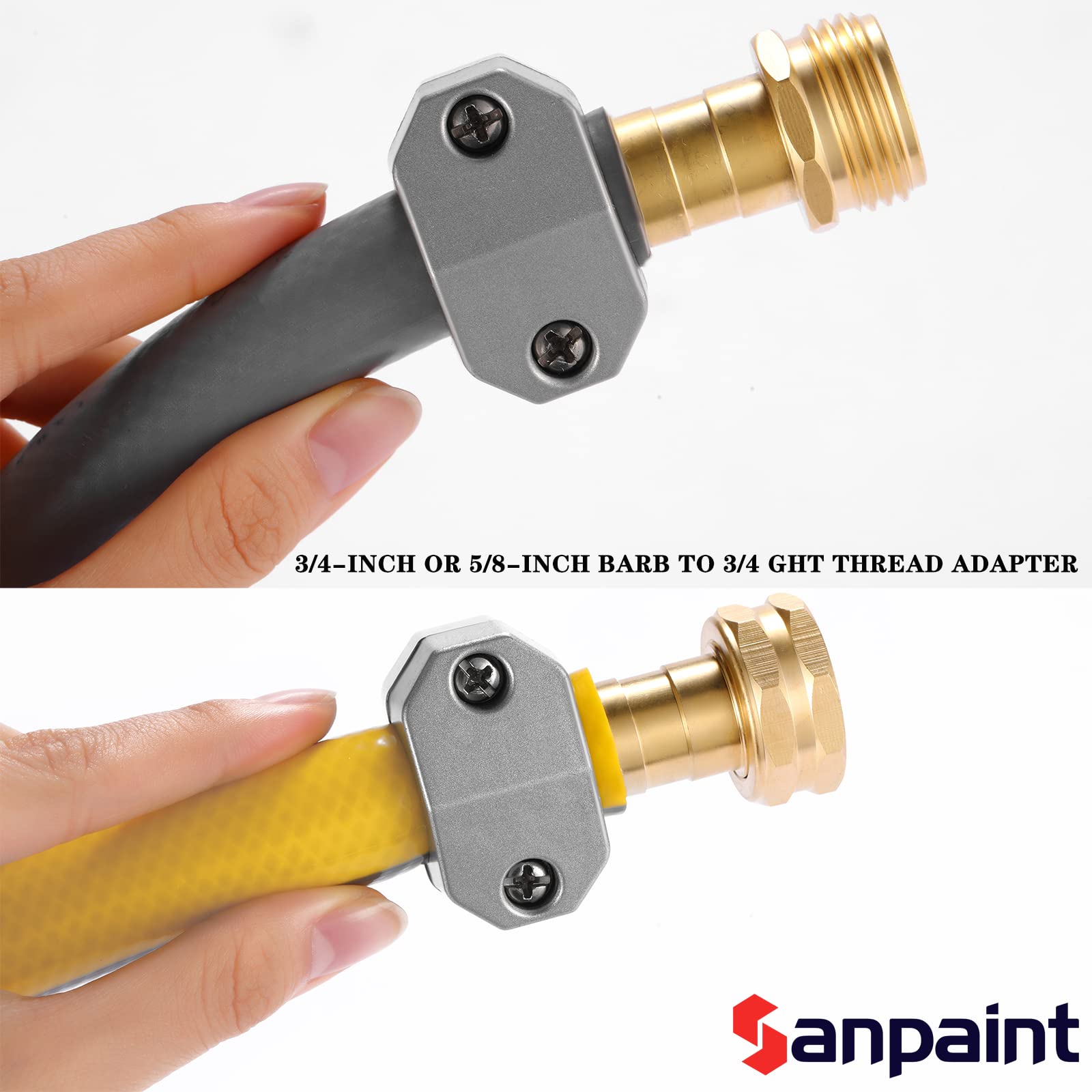 Sanpaint connectors with rubber washers on a workbench