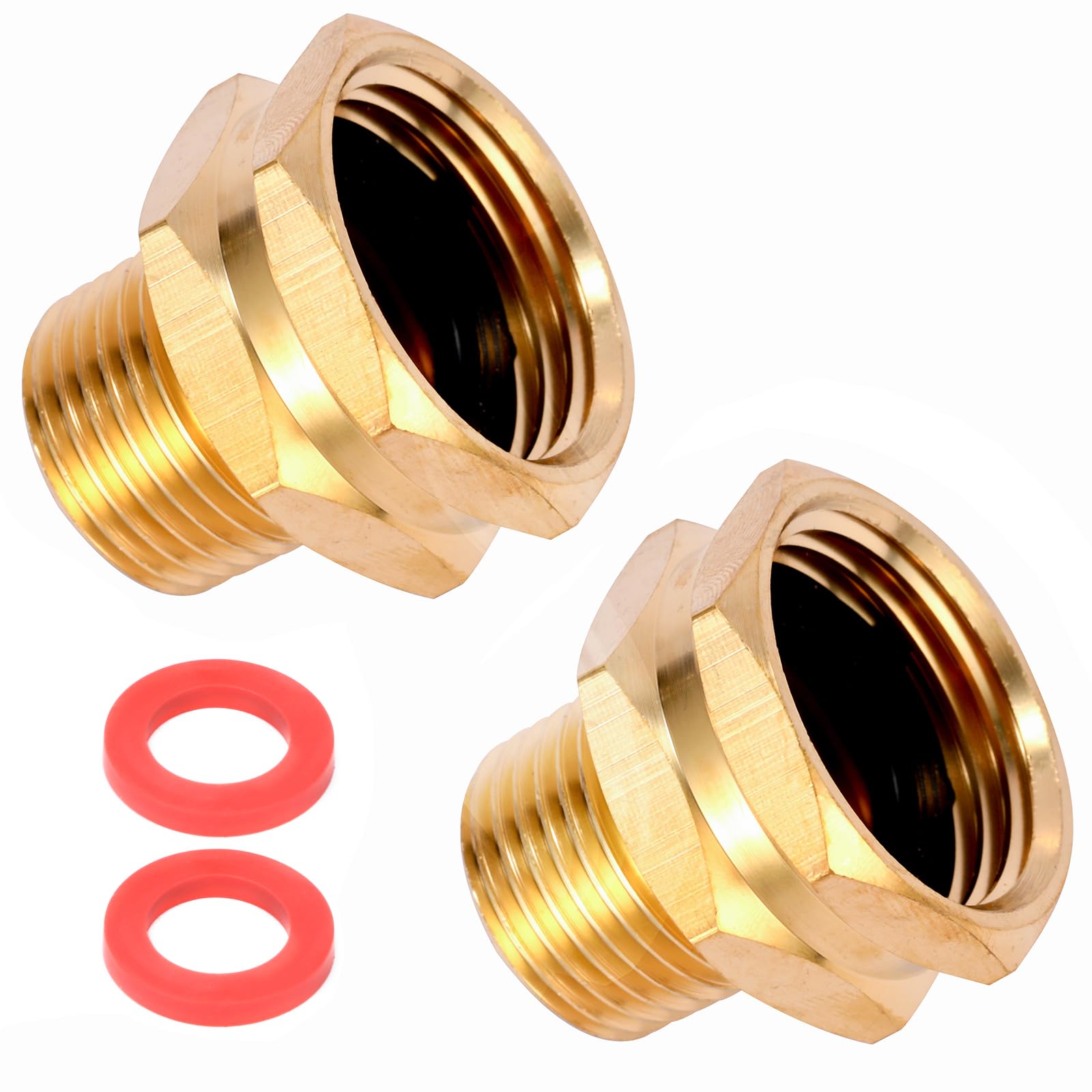 Sanpaint Garden Hose Adapter 3/4" GHT Female to 1/2" NPT Male Connector front view