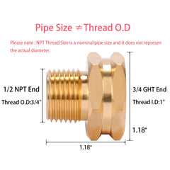 Sanpaint Garden Hose Adapter 3/4" GHT to 1/2" NPT side view