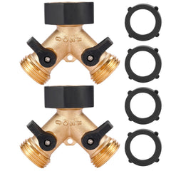 Sanpaint Garden Hose Splitter 2 Way Brass Adapter front view