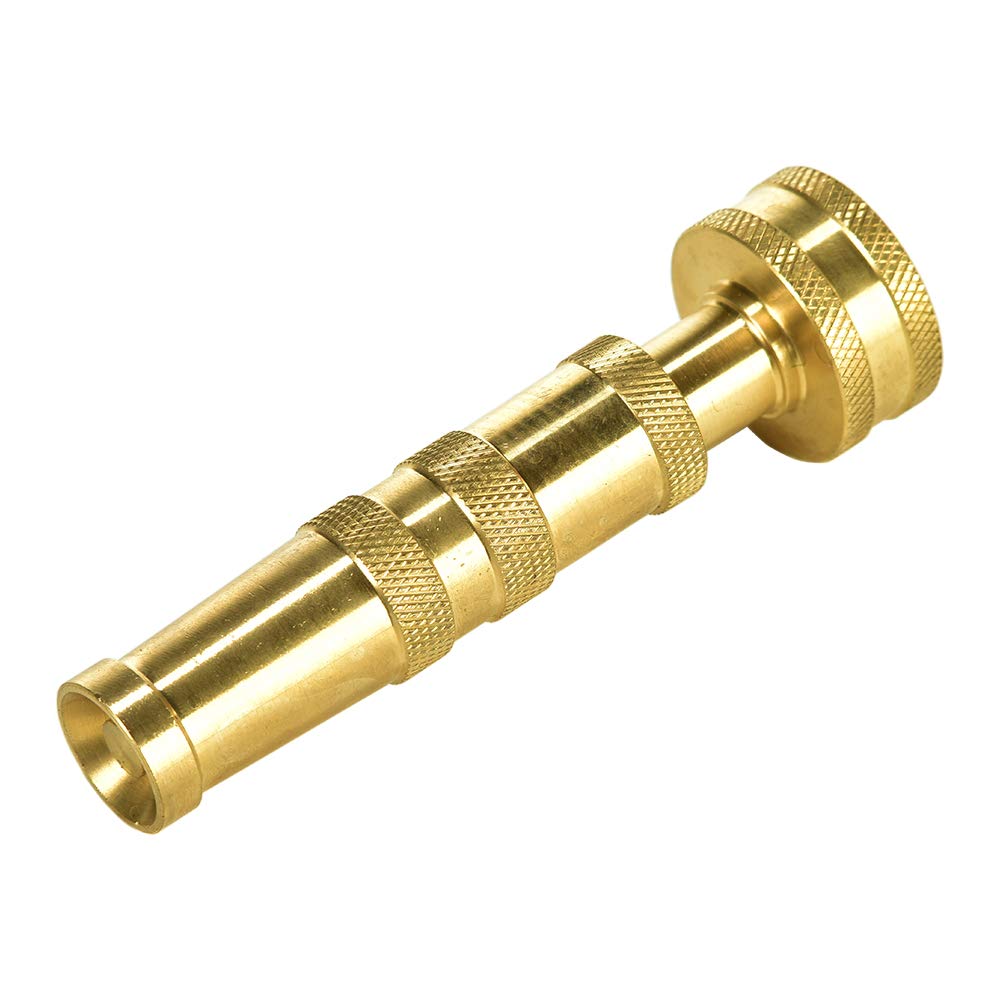 Sanpaint Heavy-Duty Brass Hose Nozzle in use watering a garden