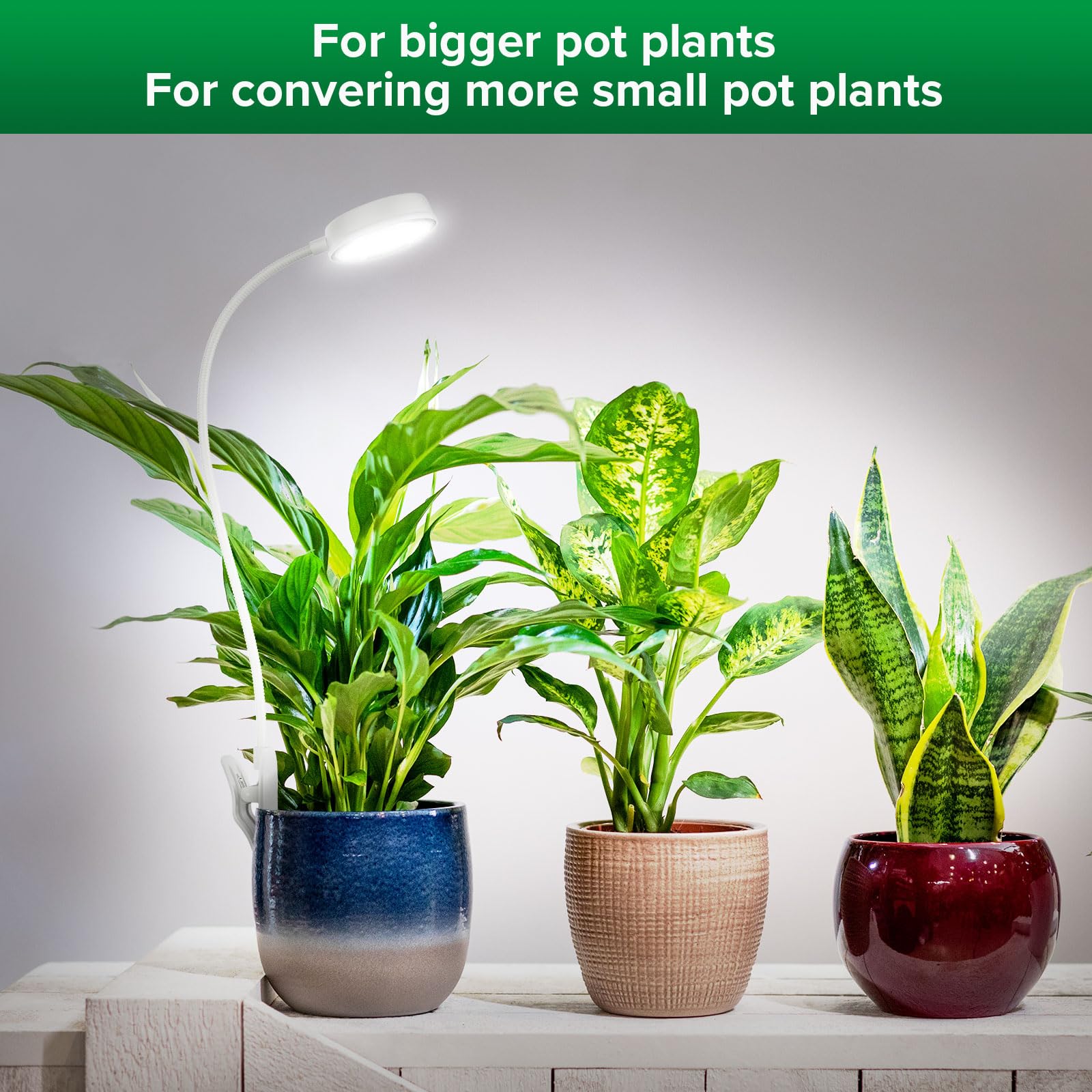 SANSI grow light in use illuminating indoor plants