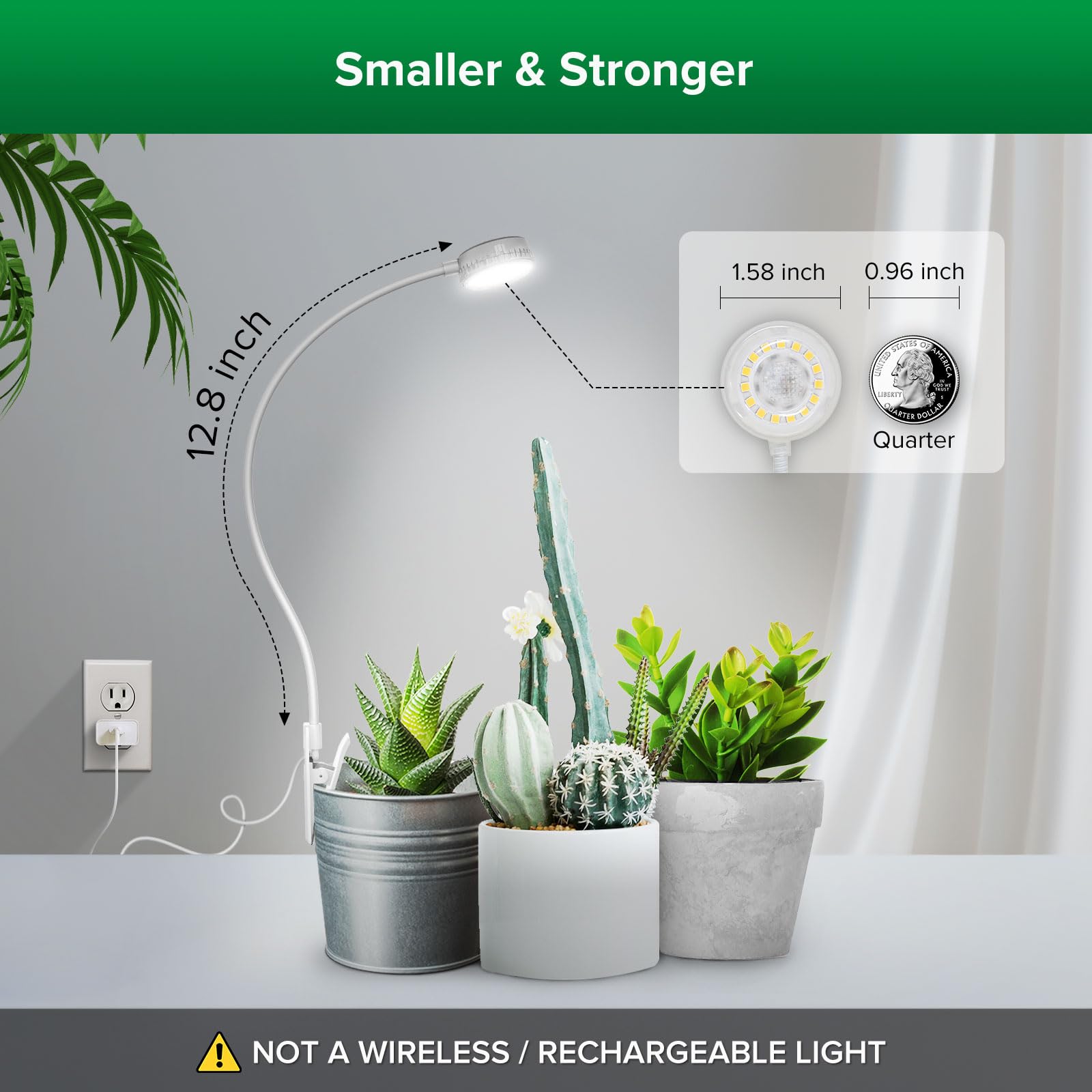 SANSI Grow Light showing flexible gooseneck and clamp