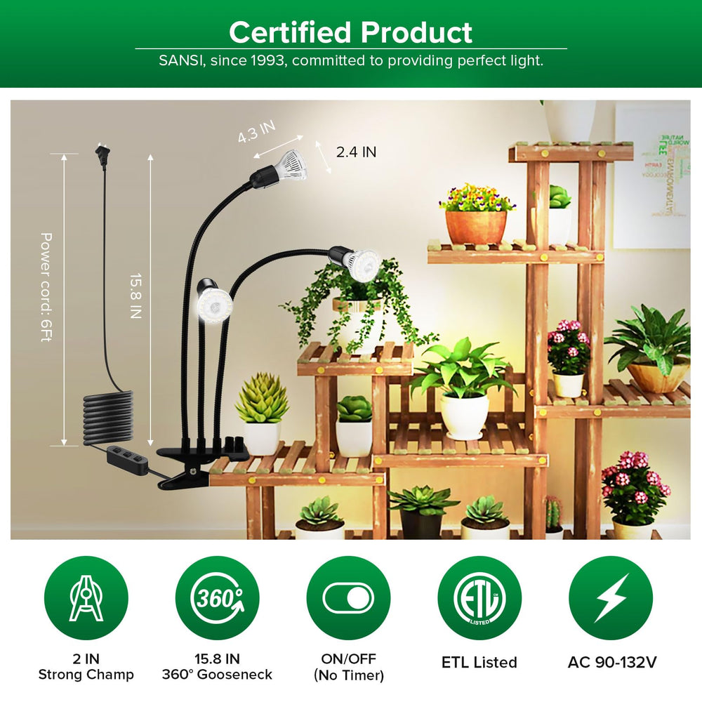 SANSI LED Grow Light demonstrating full spectrum output