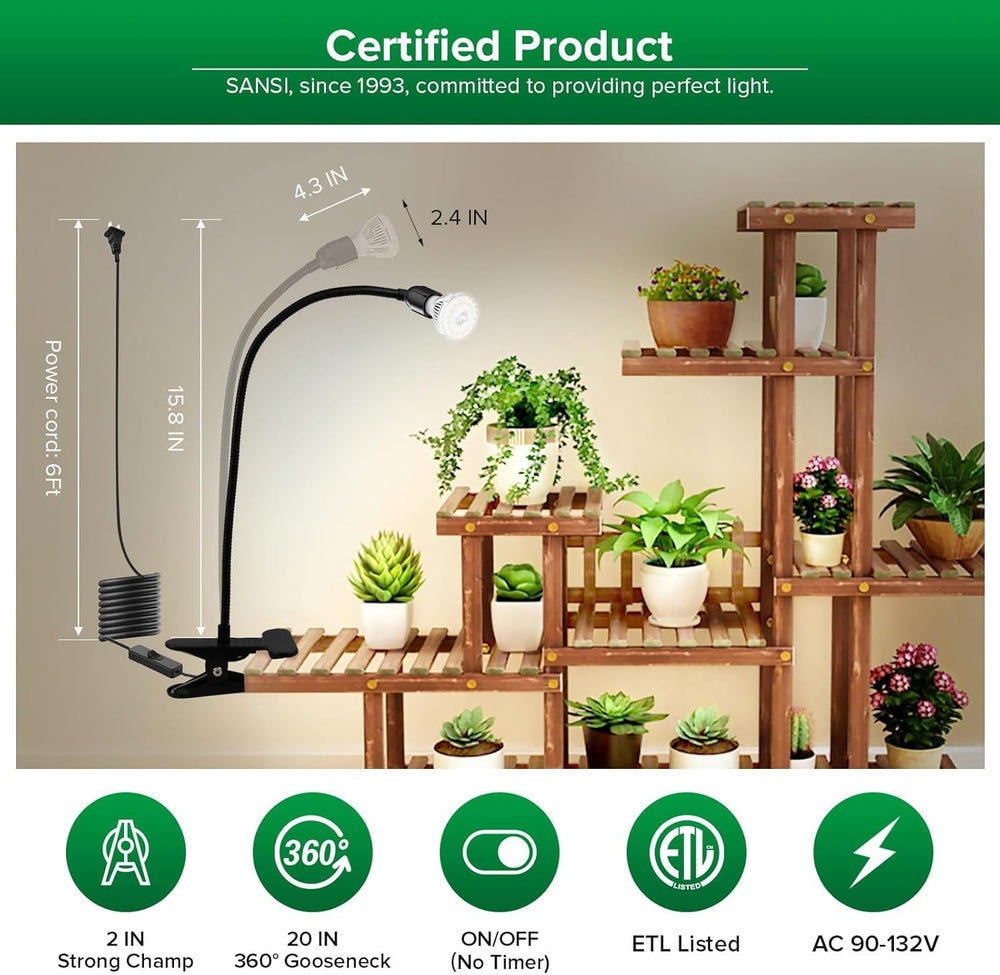 SANSI LED Grow Light with flexible gooseneck