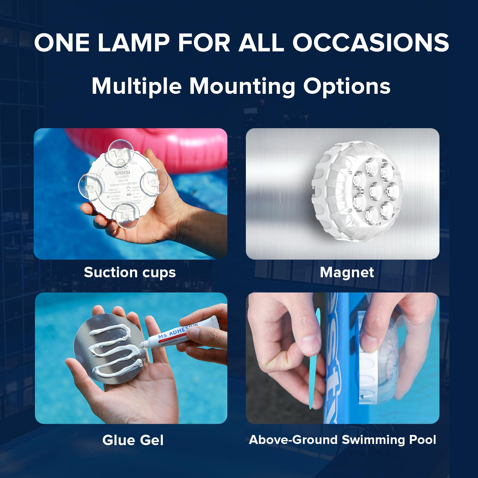SANSI LED Submersible Lights underwater in a pool