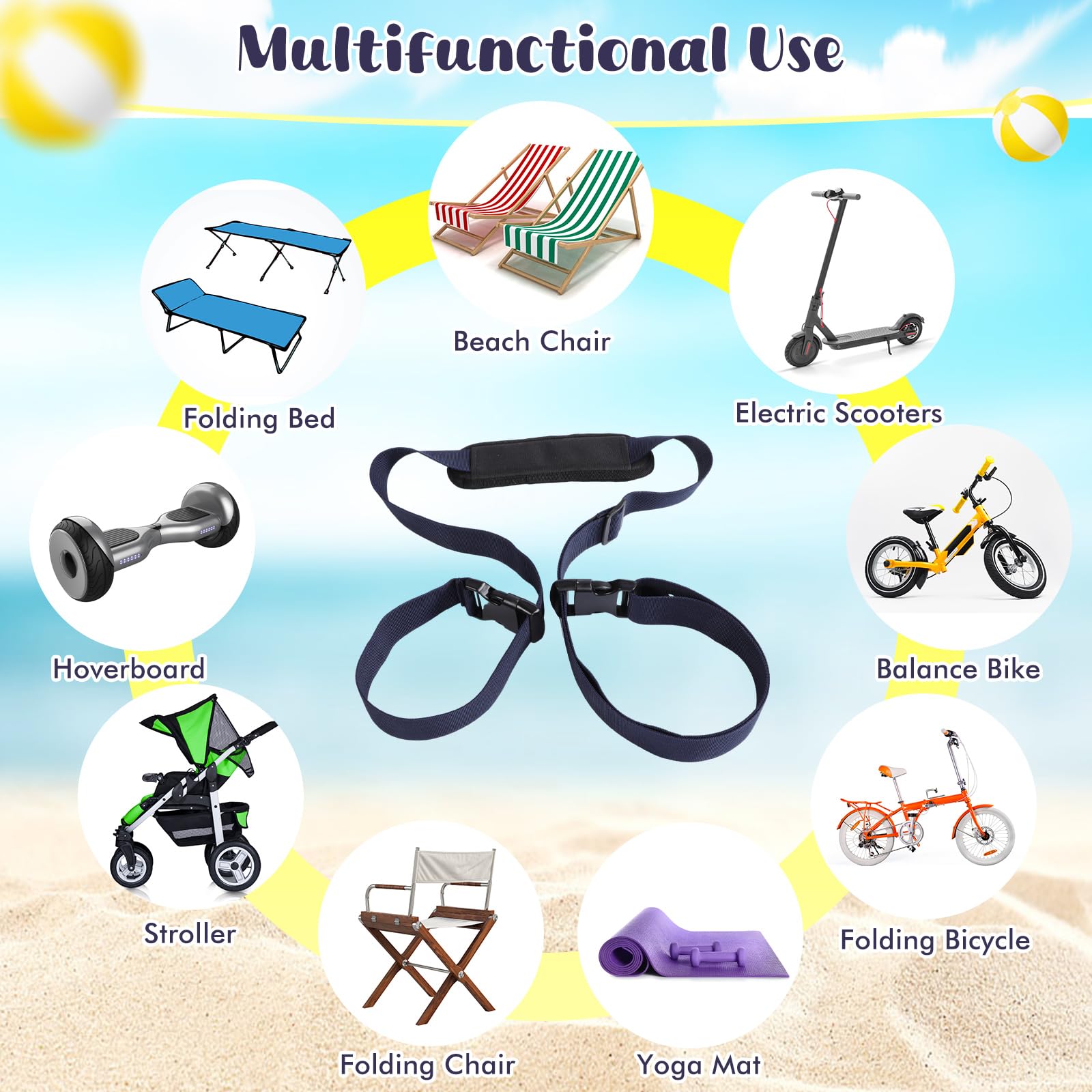 Sanwuta Adjustable Chair Carry Strap on a picnic setup with chairs