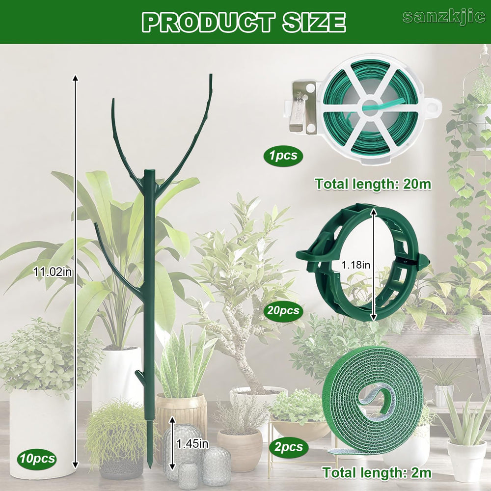sanzkjic stackable plant stakes with clips and tape