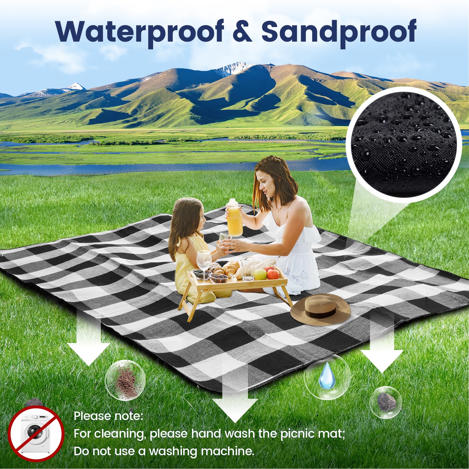 sapsisel picnic blanket rolled with adjustable belt