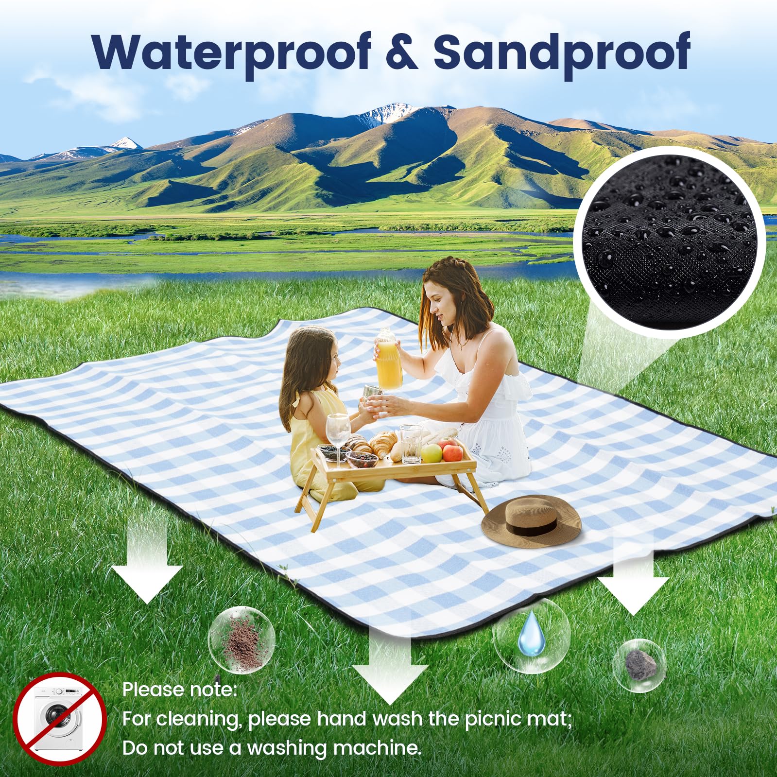 sapsisel picnic blanket spread out with food and drinks for a picnic