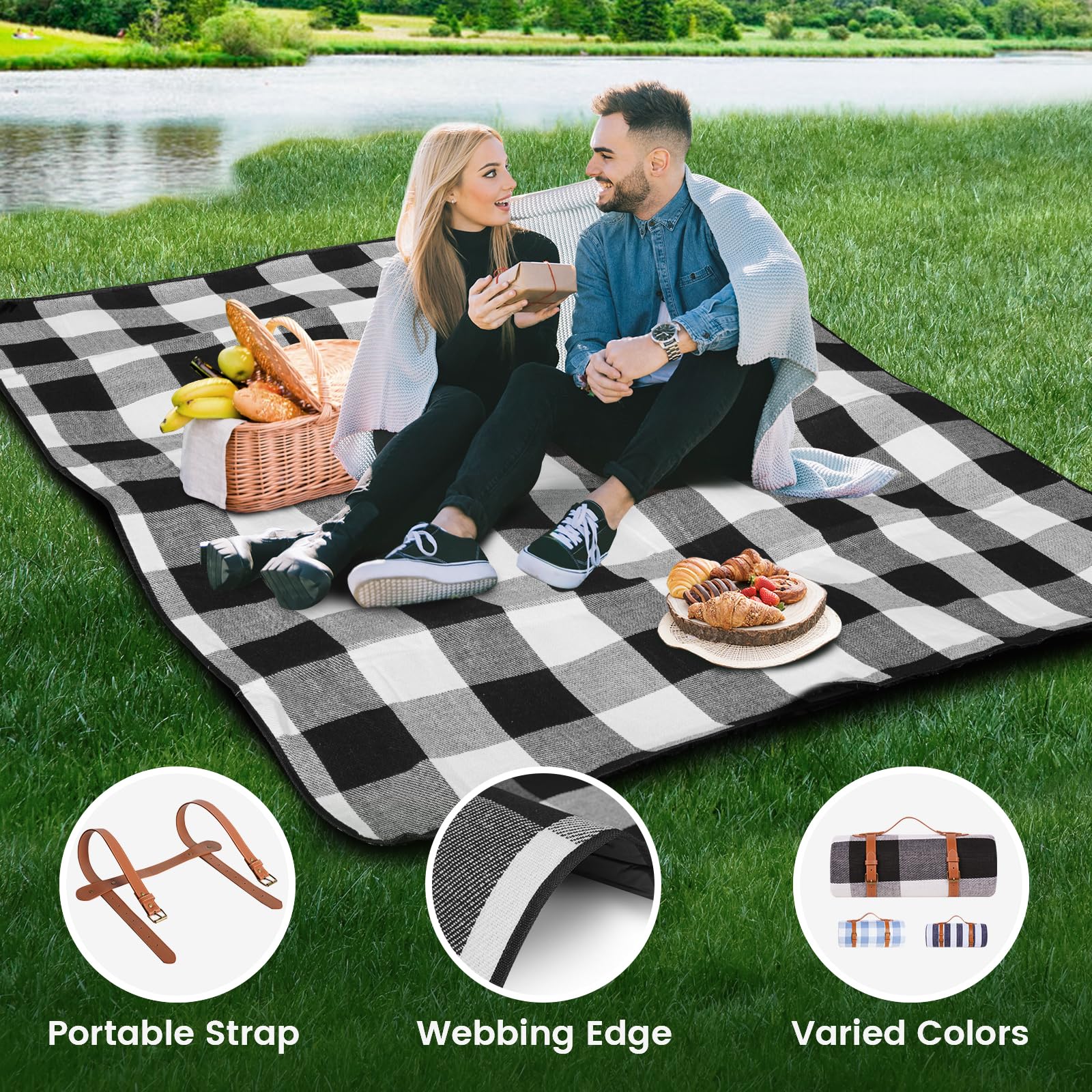 sapsisel picnic blanket with people sitting on it at the park