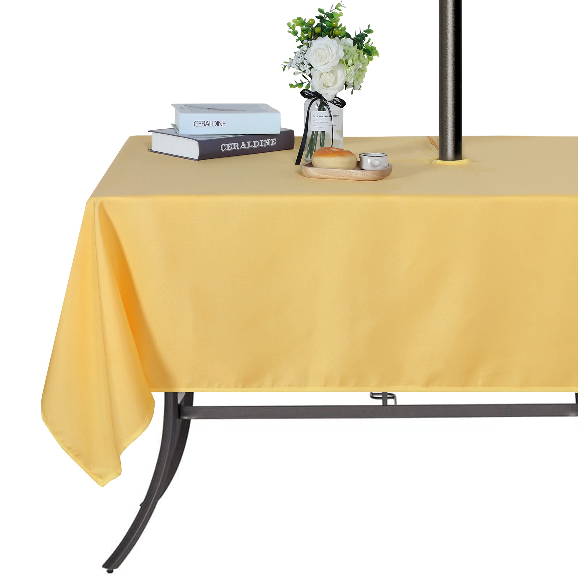 SARAFLORA yellow outdoor tablecloth 60x84 inch front view
