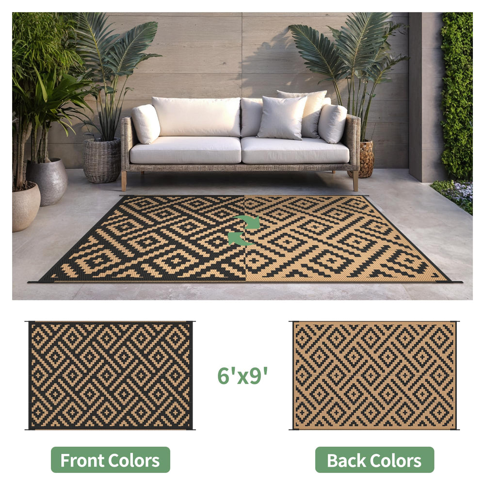 sarben Outdoor Rug 6'x9' black and brown side view