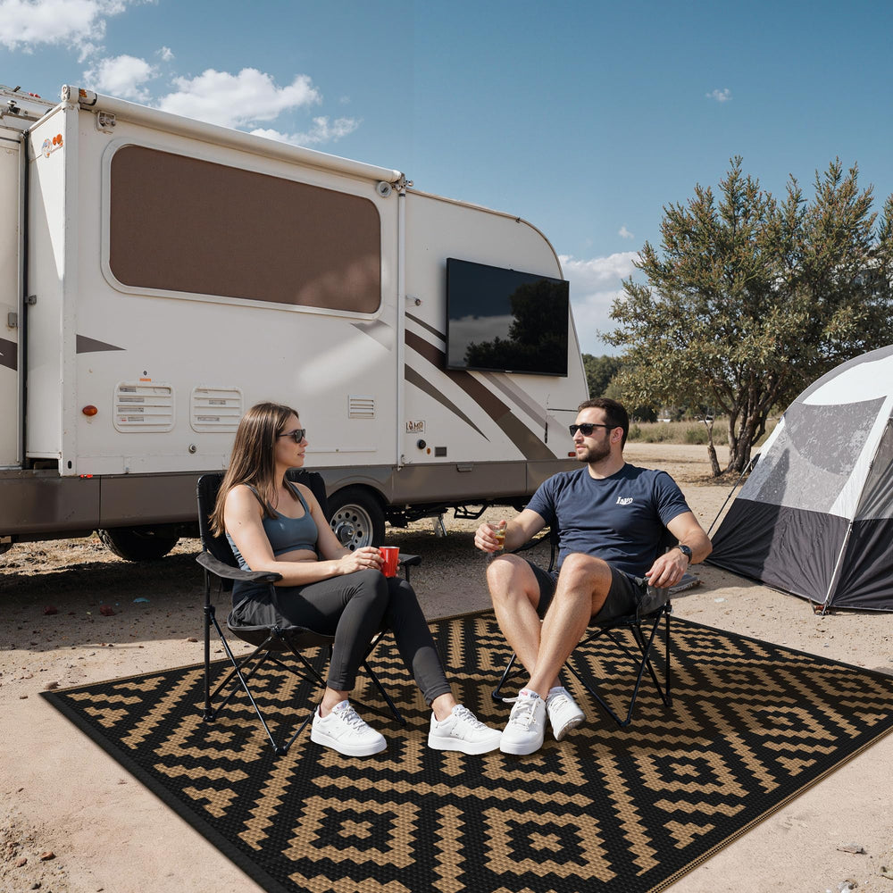 sarben Outdoor Rug being used on a patio