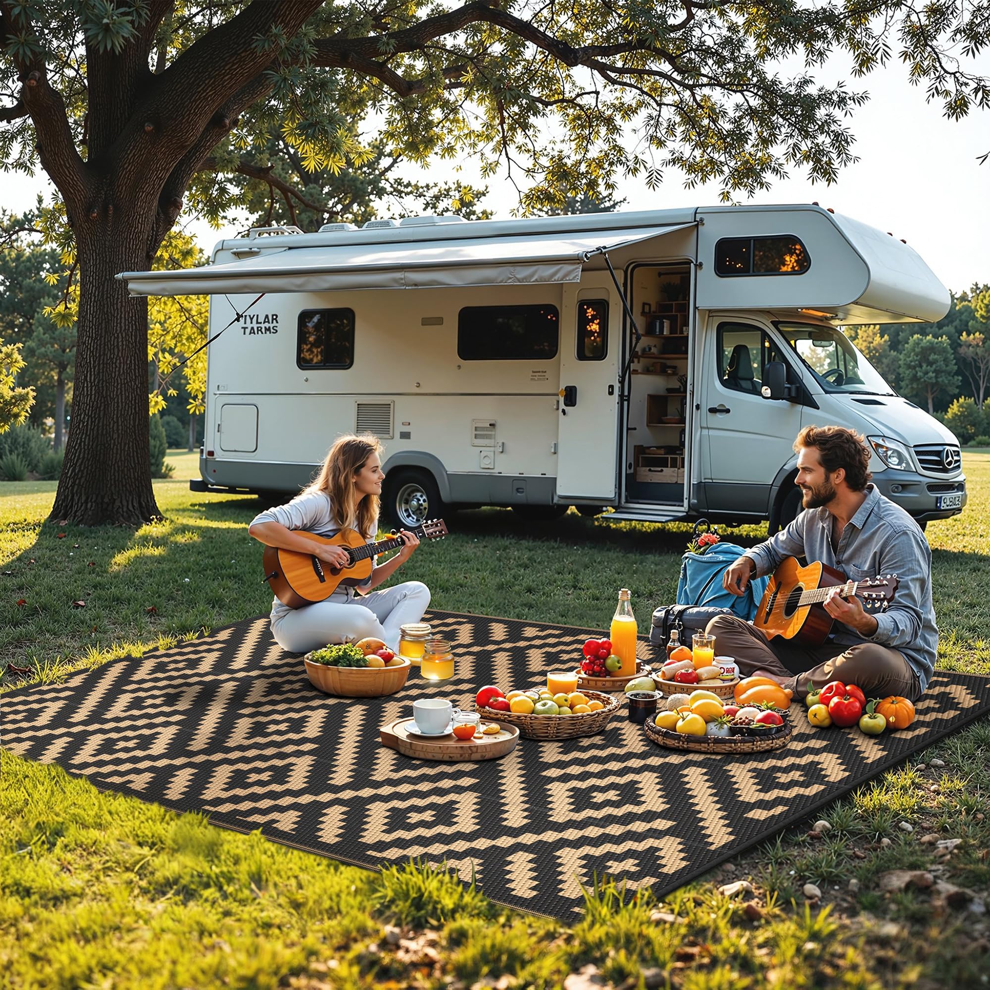 sarben outdoor rug in a patio setting
