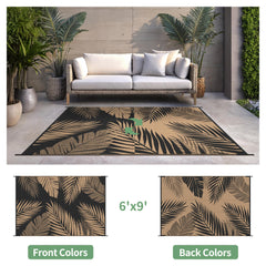 sarben outdoor rug reverse side showing black and brown pattern