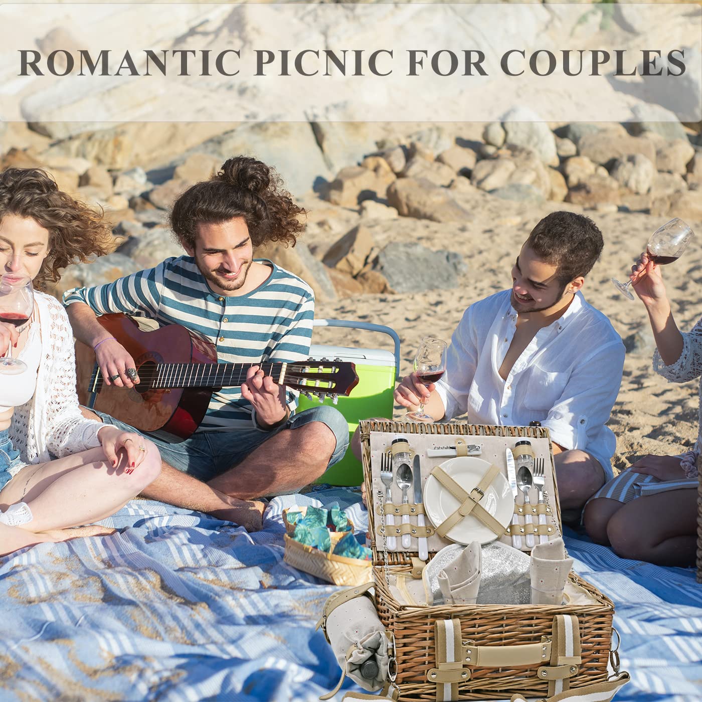 SatisInside Picnic Basket set displayed outdoors on grass