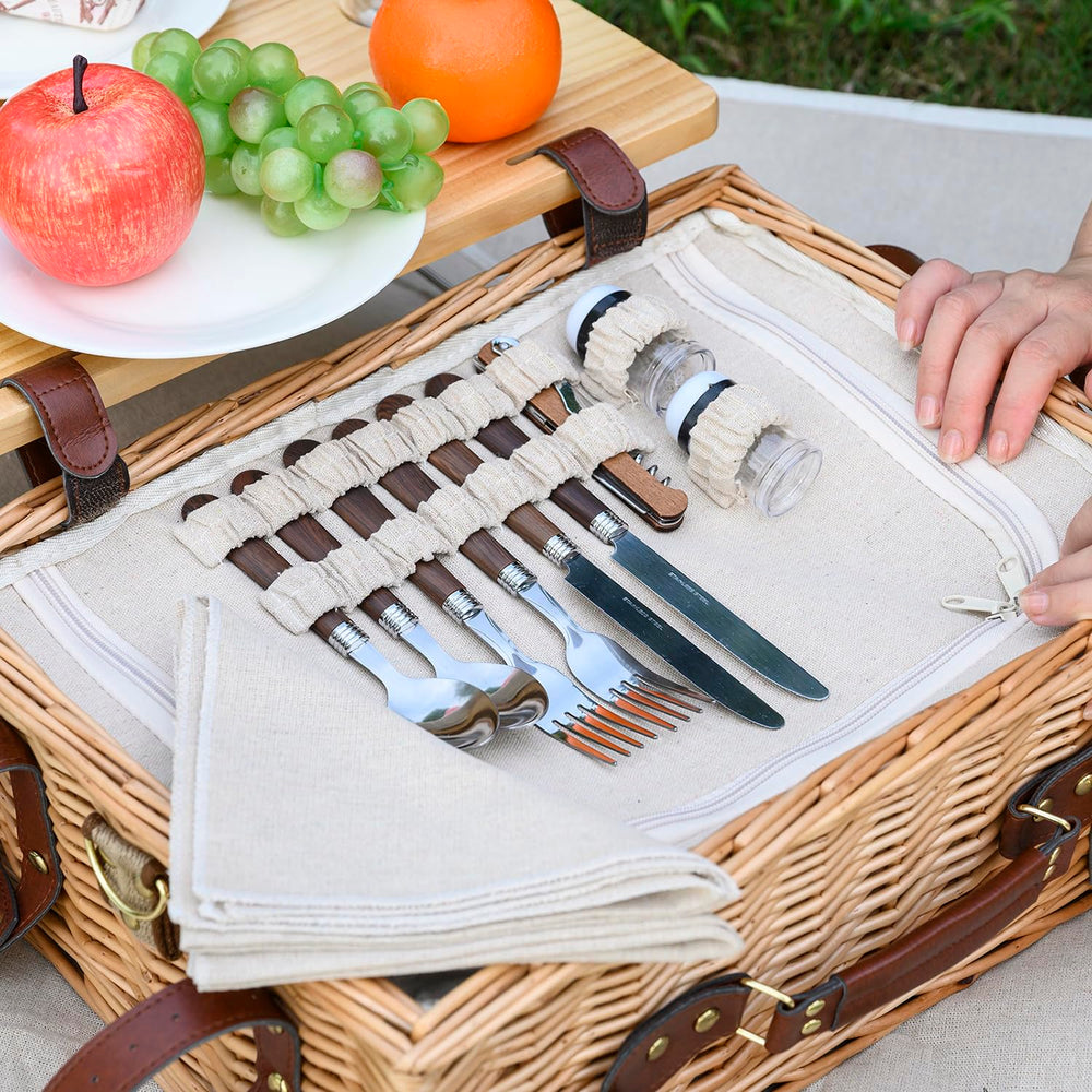 SatisInside picnic basket set for outdoor camping couples