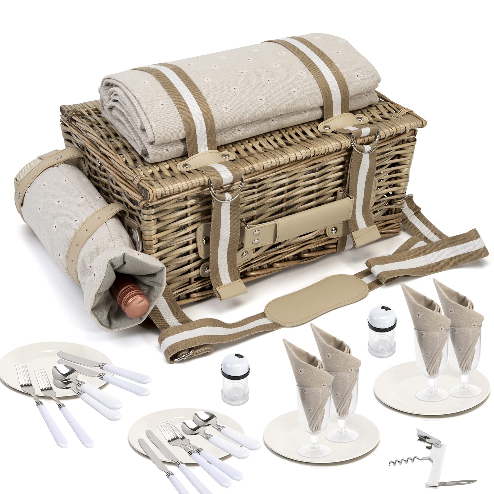 SatisInside Picnic Basket shoulder strap for easy carrying