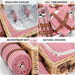 SatisInside Picnic Basket side view showing wicker detail
