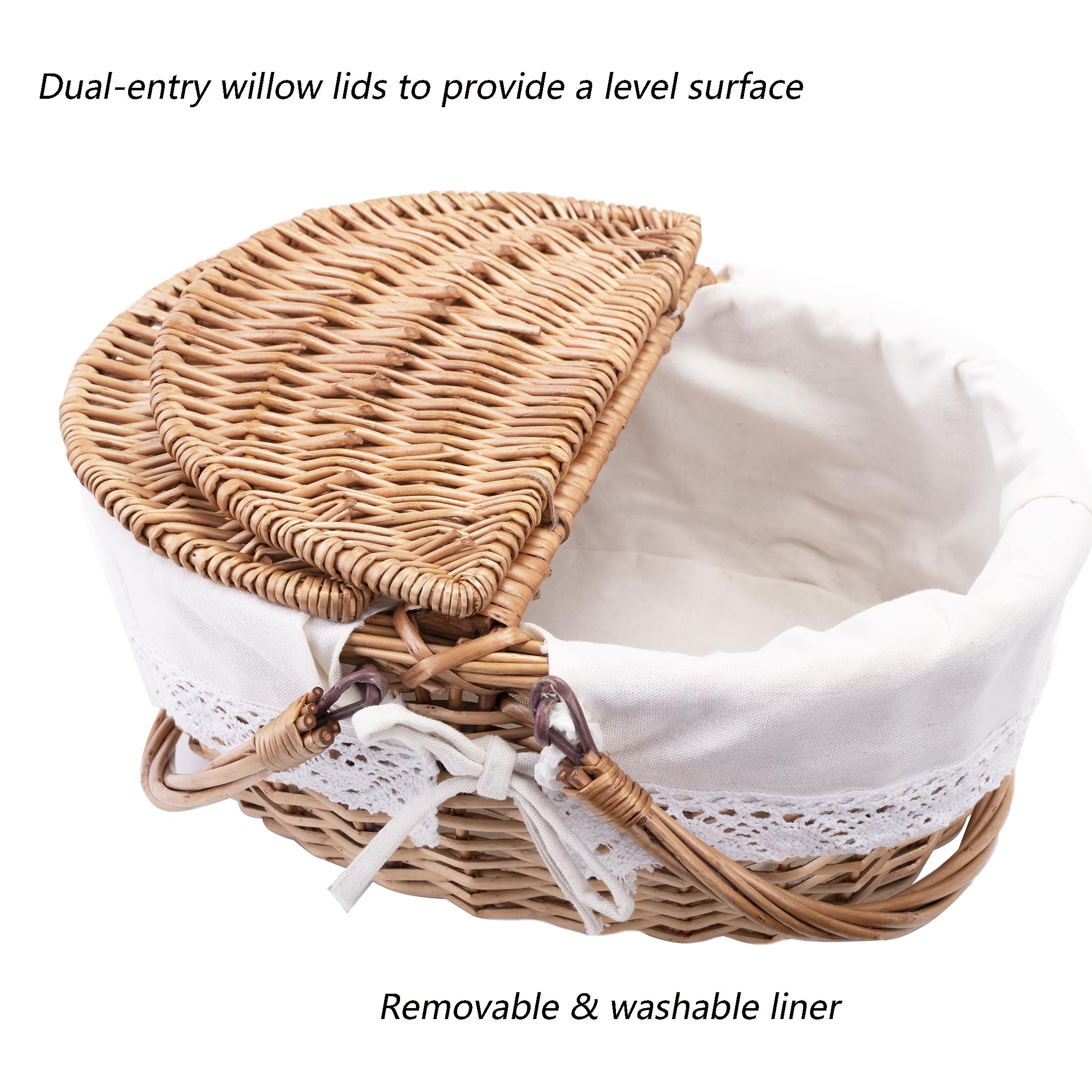 SatisInside Wicker Picnic Basket natural colour side view