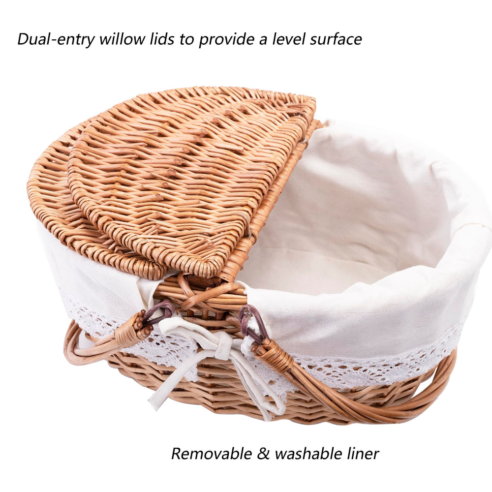 SatisInside Wicker Picnic Basket natural colour side view