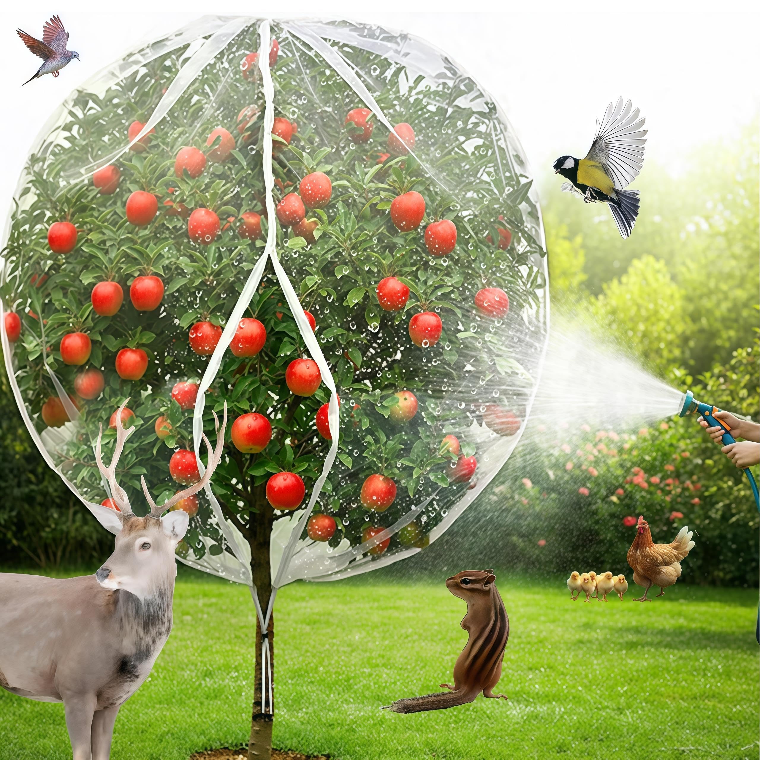 SATOCVAY Fruit Tree Netting 8x8 FT front view with packaging