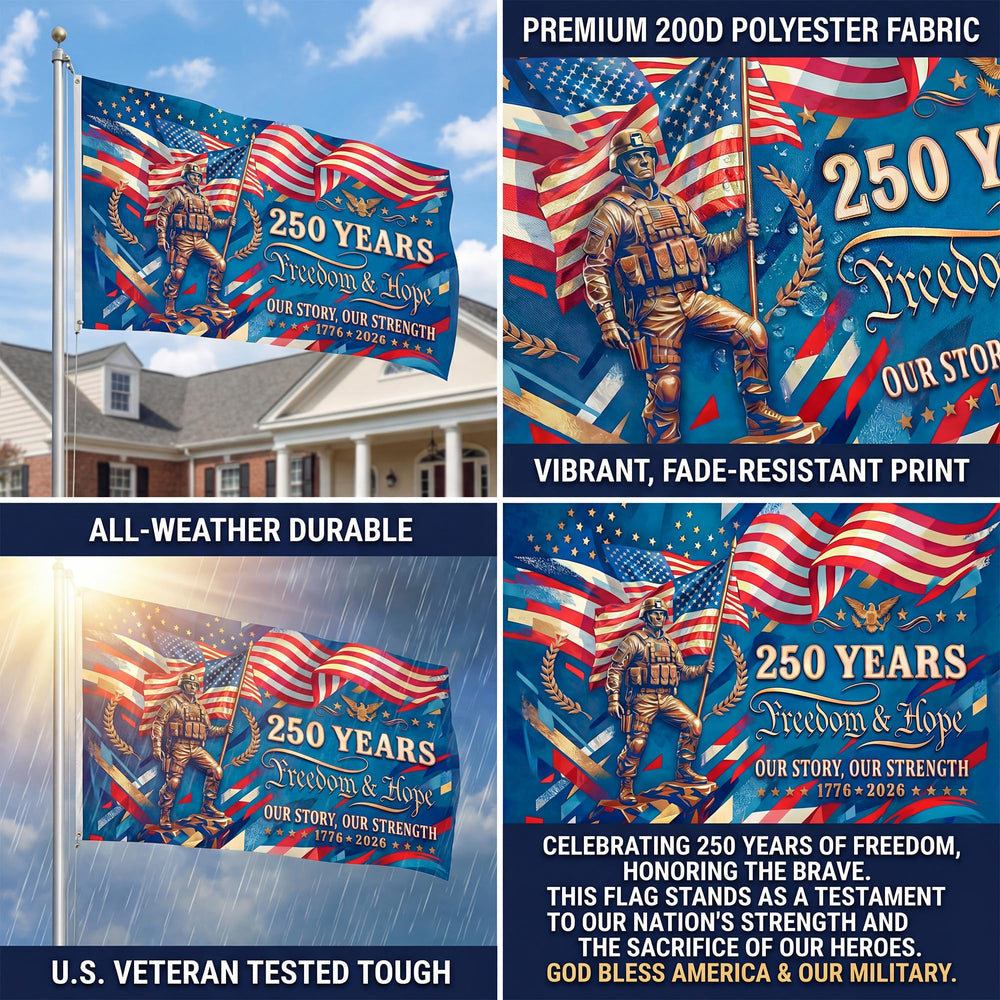 Satumho 250th Anniversary Flag 3x5 Ft displayed outdoors in a yard