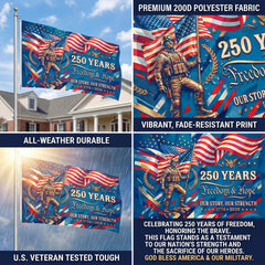 Satumho 250th Anniversary Flag 3x5 Ft displayed outdoors in a yard