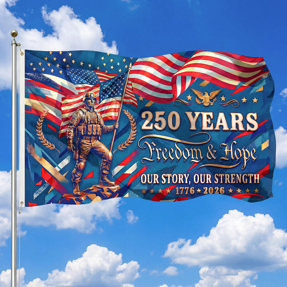 Satumho 250th Anniversary Flag 3x5 Ft front view with patriotic design