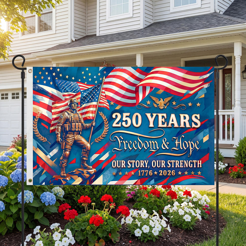 Satumho 250th Anniversary Flag displayed at an outdoor event