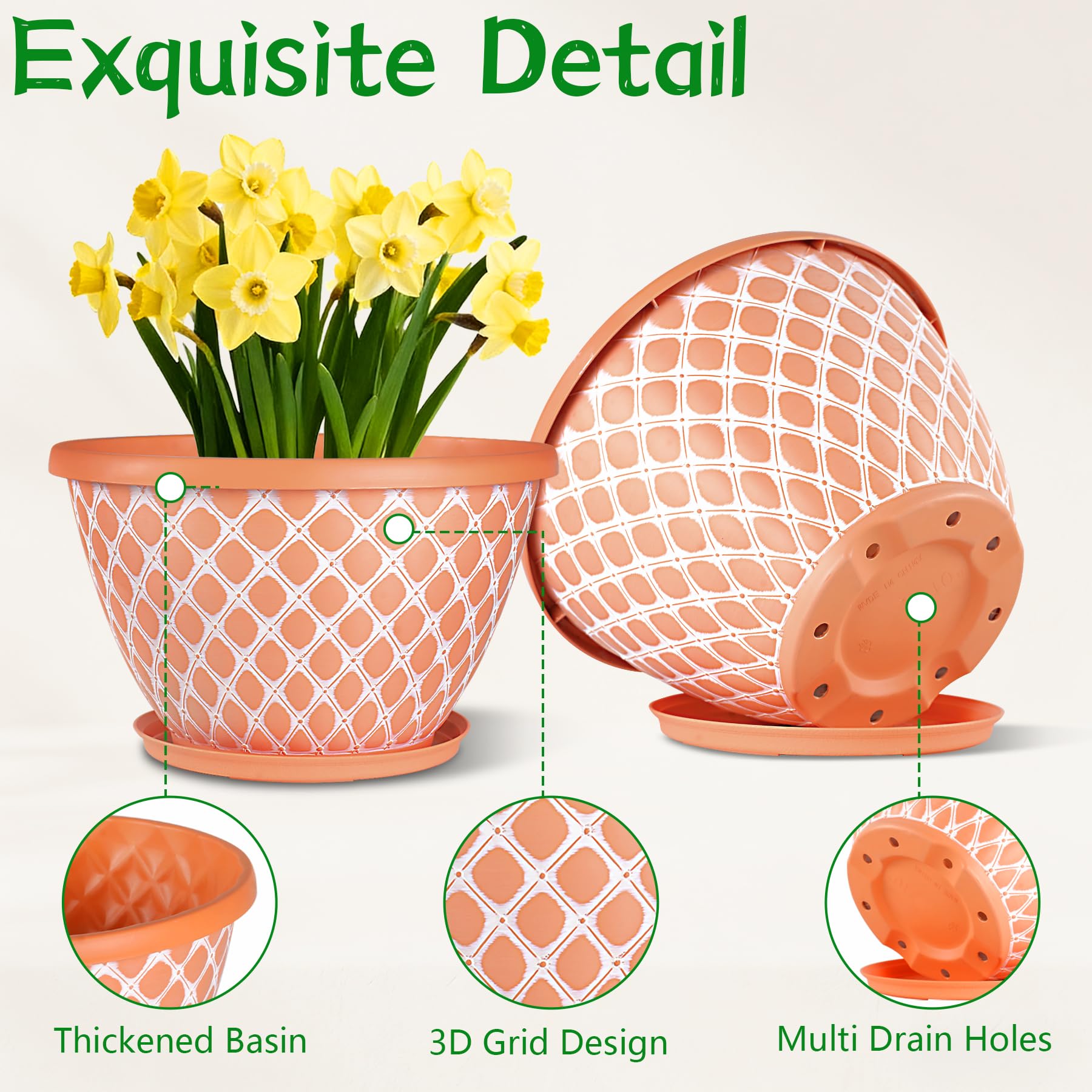 Saucer included with Nooulap 10 Inch flower pot