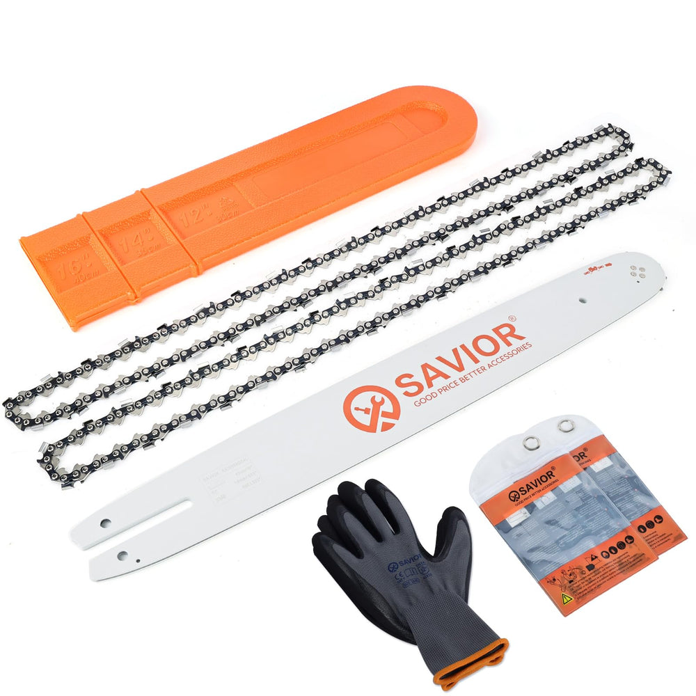 Savior 18-inch chainsaw bar front view with protective oil