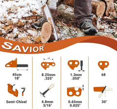 Savior 18-Inch Chainsaw Chain with gloves included
