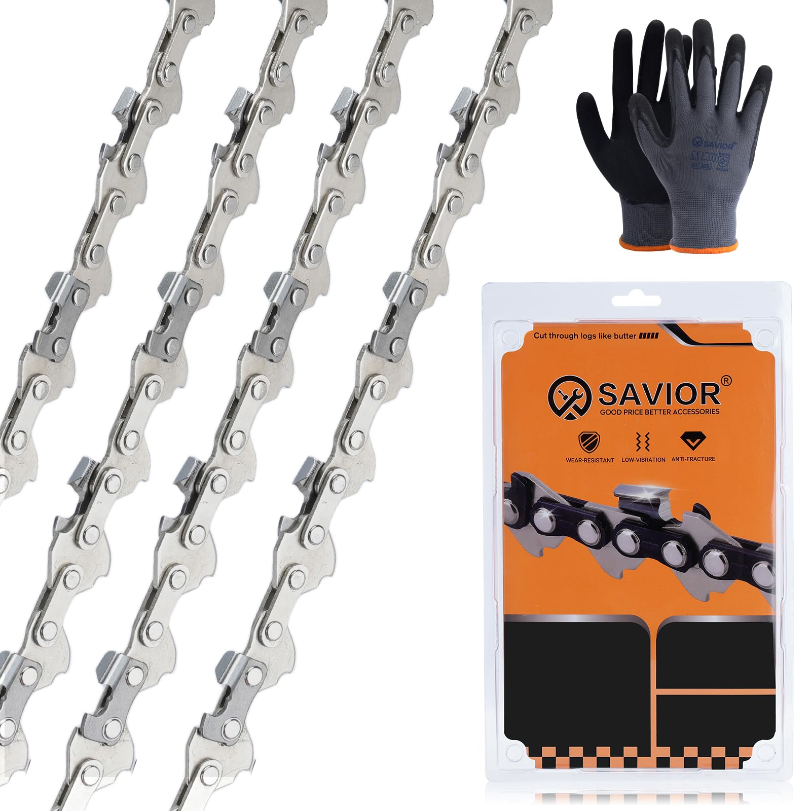 Savior 5 Inch Chainsaw Chain front view with semi-chisel design