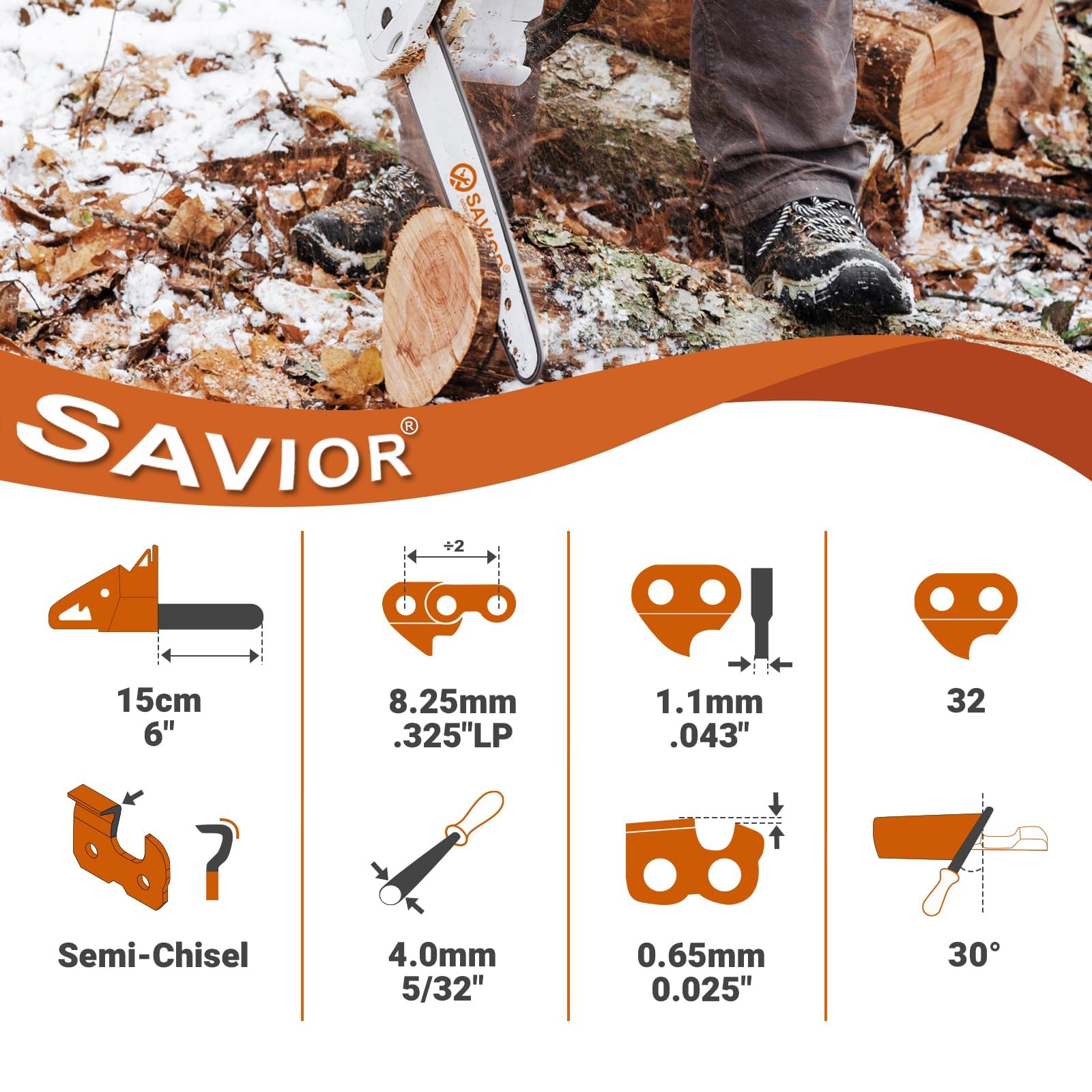 Savior 6-inch pruning saw chain packaging with gloves